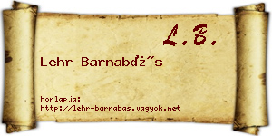 Lehr Barnabás névjegykártya